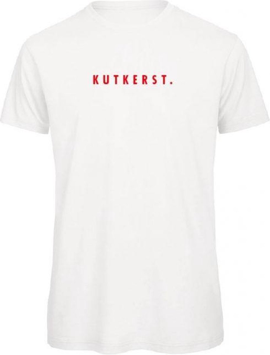 Foute kersttrui t-shirt wit S - Kutkerst - rood - soBAD. | Kerst t-shirt soBAD. | kerst shirts volwassenen | kerst t-shirt volwassenen | Kerst outfit | Foute kerst shirts