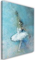 Schilderij Ballerina, 2 maten, blauw/wit