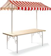 Marktkraam France | 2 meter | Wit gepoedercoat – Met kartelrand | Rood/wit