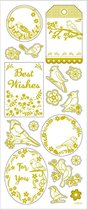 Stickers, vogels, 10x24 cm, goud, 1 vel