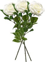 3x Creme rozen Marleen kunstbloemen 63 cm - Woondecoratie/accessoires - Kunstbloemen - Nepbloemen - Kunsttakken - Roos/rozen