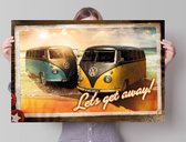 Volkswagen busje prent - Poster 91.5 x 61 cm