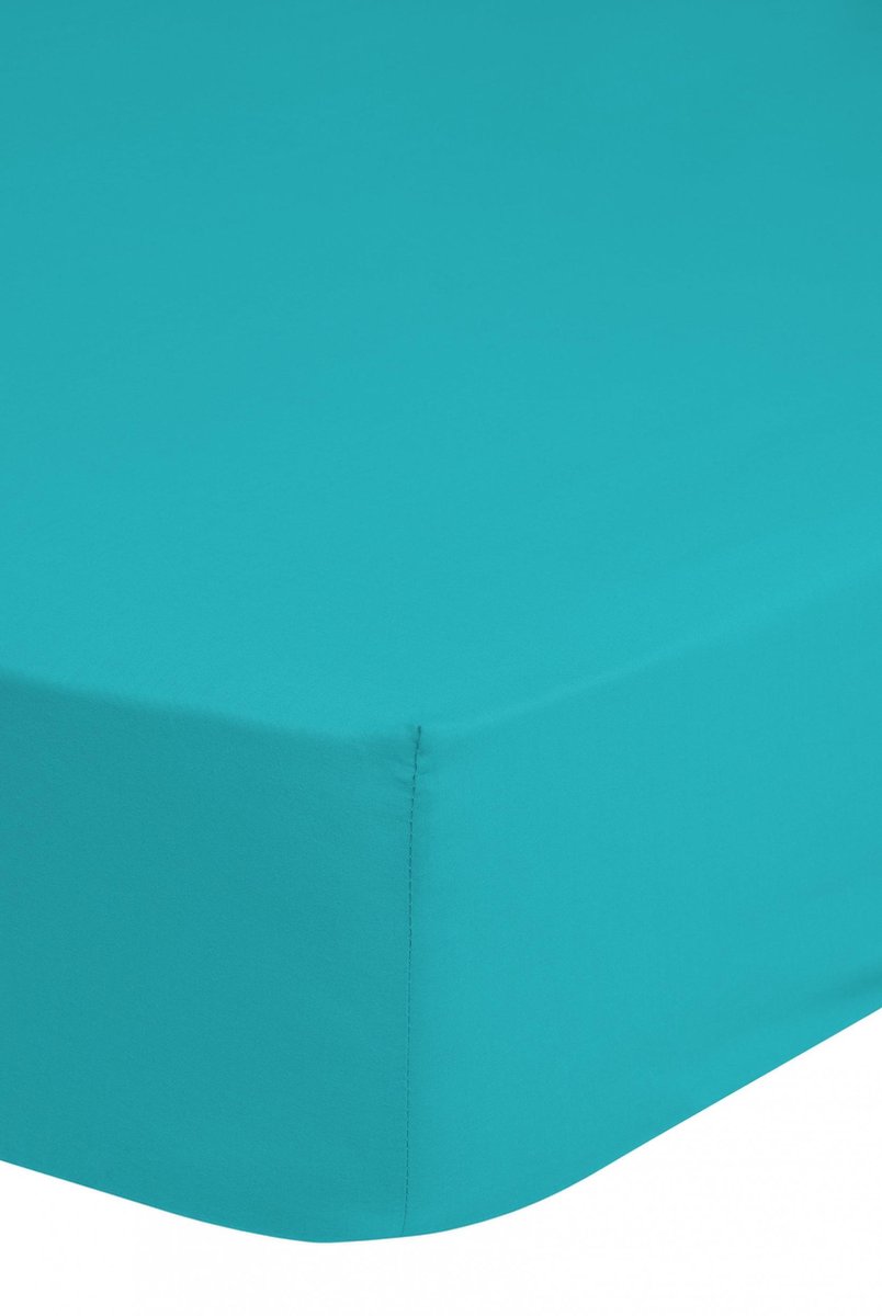 Good Morning hoeslaken effen kleur - Lits jumeaux 200x220 cm - Aqua - 100% Katoen jersey