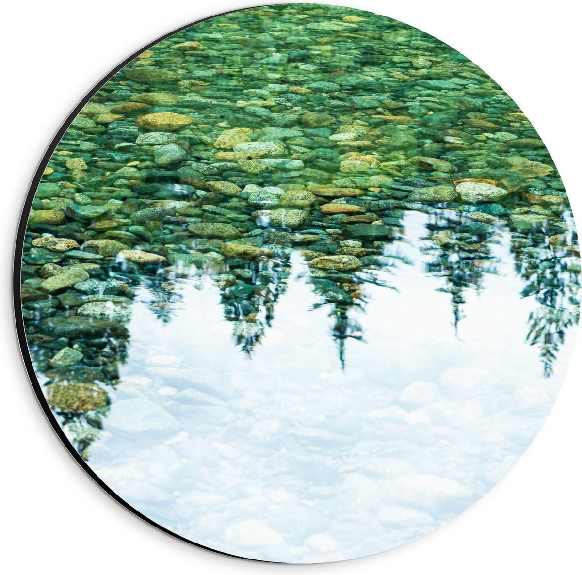KuijsFotoprint Dibond Wandcirkel - Weerspiegeling van Bomen in Water - 20x20cm Foto op Aluminium Wandcirkel (met ophangsysteem) Blauw