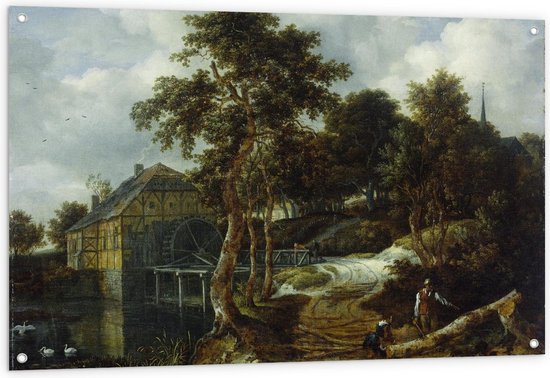 Poster de jardin - Oude Meesters - Paysage avec moulin à eau, Jacob Isaacksz van Ruisdael - 120x80cm Photo sur poster de jardin (décoration murale pour extérieur et intérieur)