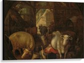 Canvas  - Oude meesters - Koeien in stal; Heksen in de hoeken, Roelant Savery - 100x75cm Foto op Canvas Schilderij (Wanddecoratie op Canvas)