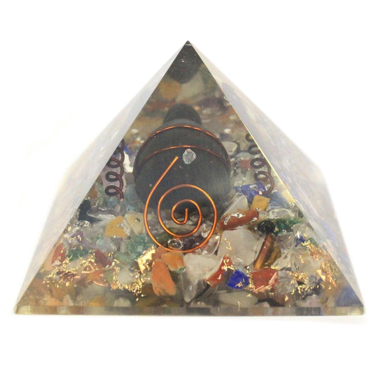 Med Orgonite Piramide 60mm Gemchips, Koper, Schildpad