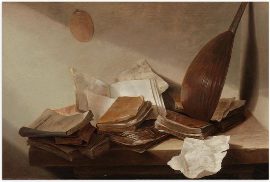 Poster – Oude Meesters - Stilleven met boeken, Jan Davidsz. de Heem - 90x60cm Foto op Posterpapier