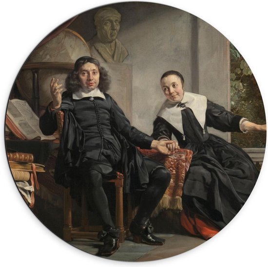 Dibond Wandcirkel - Oude Meesters - A. Casteleyn en echtgenote M. van Bancken, Jan de Bray - 70x70cm Foto op Aluminium Wandcirkel (met ophangsysteem)