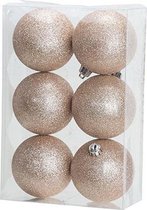 KERSTBAL SET 6 STUKS | KERSTVERSIERING | GLITTER ROZE | D8 CM | KUNSTSTOF