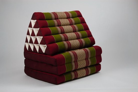 Fine Asianliving Thais Kussen Meditatie Driehoek Vloer Ligmat Yoga Uitklapbaar Kapok 54x180x6cm XL Bordeaux Groen Meditatie Mat Matras van Fine Asianliving — afbeelding 2