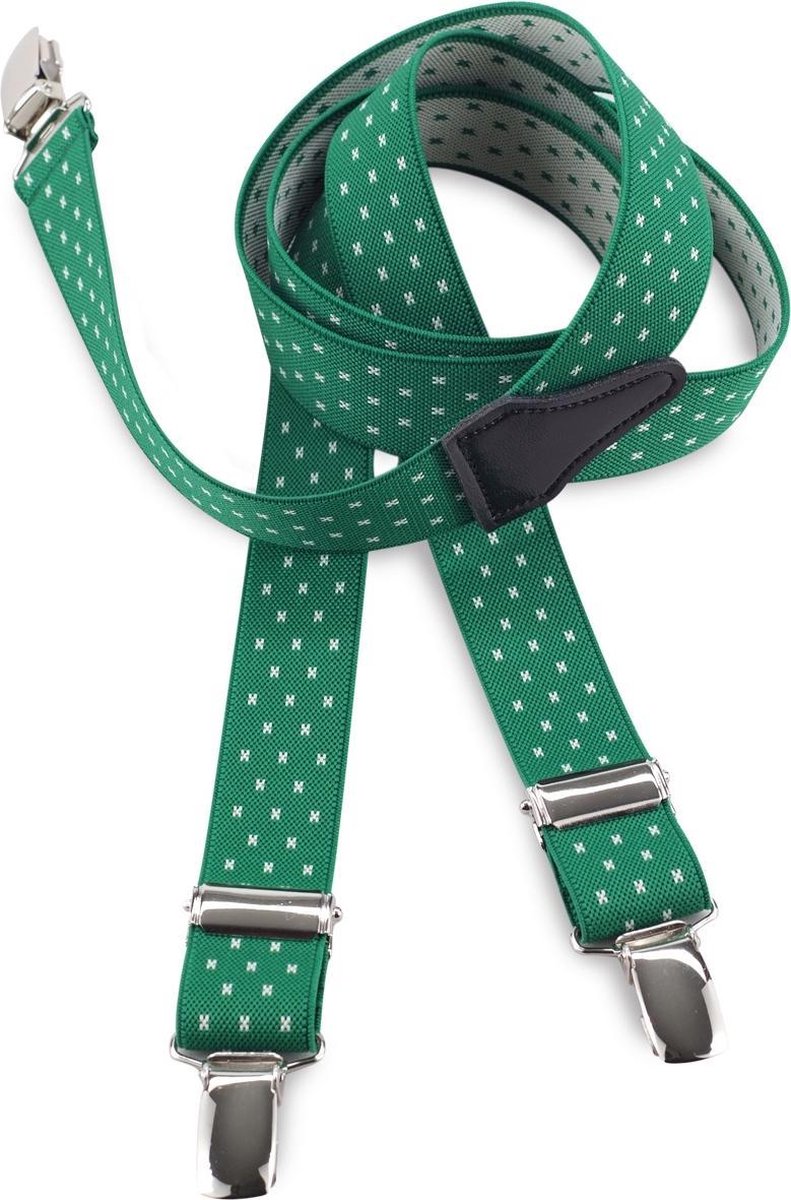 We Love Ties - Kinderbretels - 100% made in NL, groen dots - groen / wit