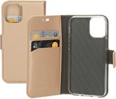 Mobiparts hoesje geschikt voor Apple iPhone 12 Mini - Saffiano Wallet/Portemonnee hoesje - Magneet Sluiting - 3 Opbergvakken - Koper