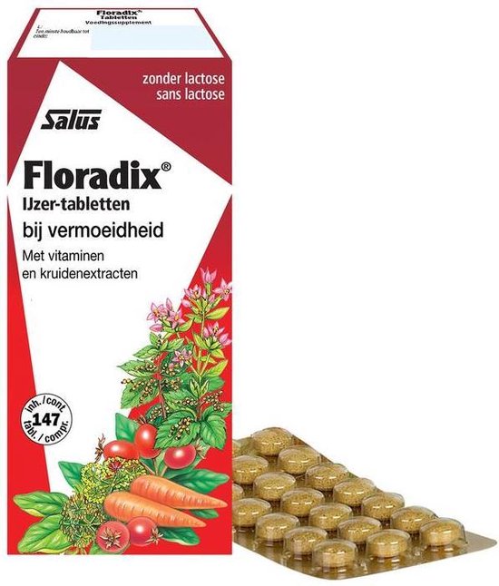 bol.com | Salus Floradix IJzer-tabletten – Bij vermoeidheid –  Voedingssupplement met ijzer – 147...