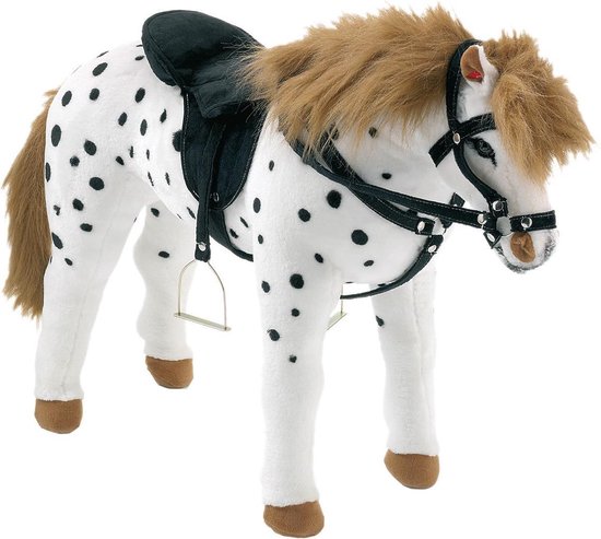 Groot speelgoed Palomino paard wit/zwart gestippeld met geluid 70 cm -... |  bol