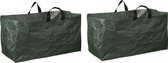 2x Groene vierkante kofferbak tuinafval/afvalzakken opvouwbaar 225 liter - Tuinafvalzakken - Tuin schoonmaken/opruimen - Tuinonderhoud