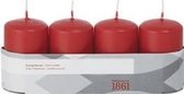 4x Rode cilinderkaars/stompkaars 5 x 8 cm 18 branduren - Geurloze kaarsen - Woondecoraties
