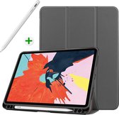 Case2go - Tablethoes en Active stylus Pen geschikt voor iPad Air 10.9 2020/2022 - 10.9 inch - iPad Hoesje met stylus pen houder en Active Stylus - Grijs