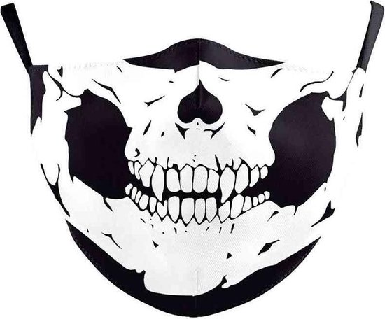 Attitude Holland Masker Skull Face Pattern Mondkapje Zwart/Wit | bol.com