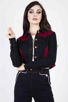 Voodoo Vixen Jacket -M- Bryony Contrast Denim Zwart/Rood