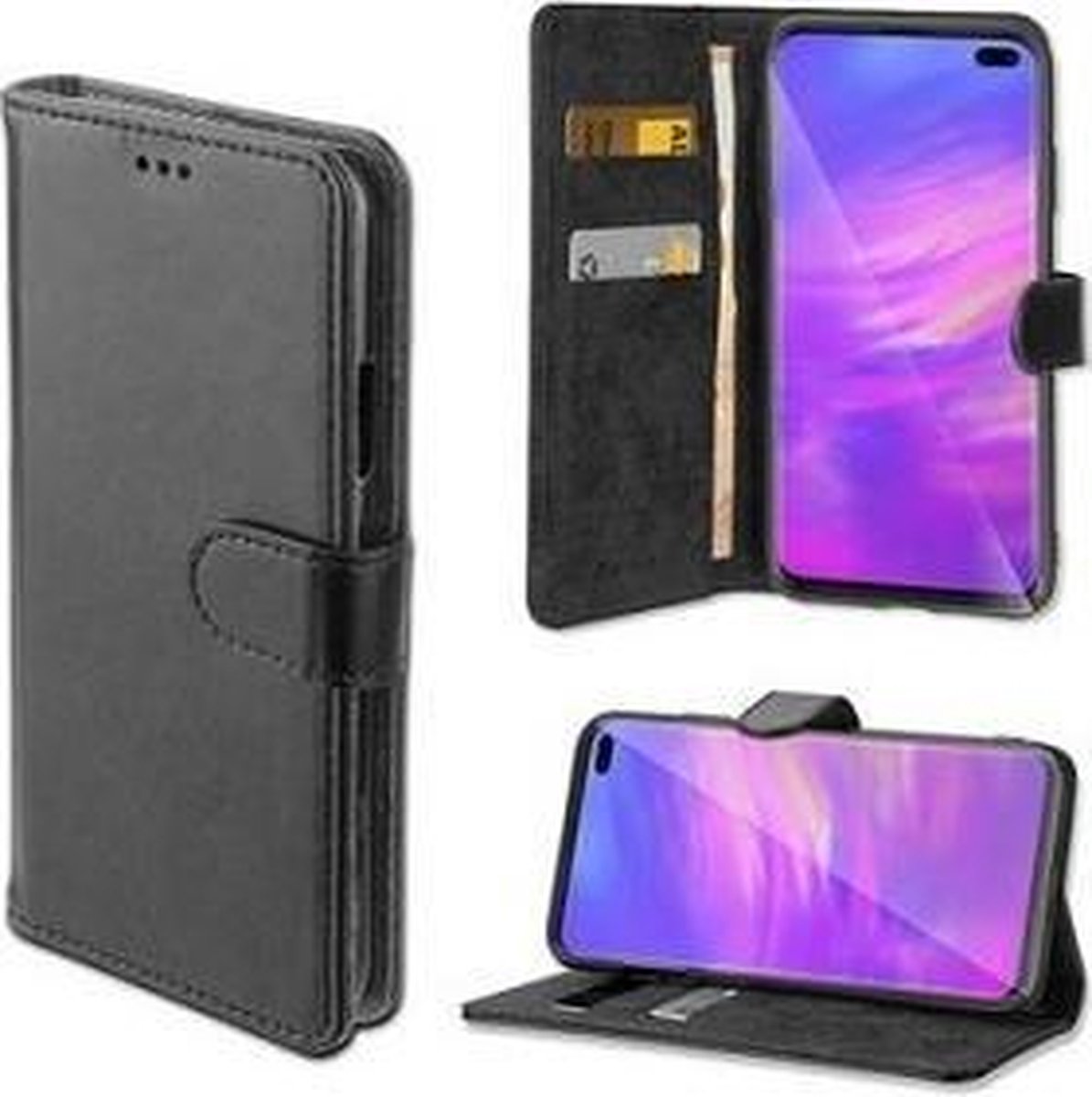 Samsung S10 PLUS Hoesje Wallet Case Zwart