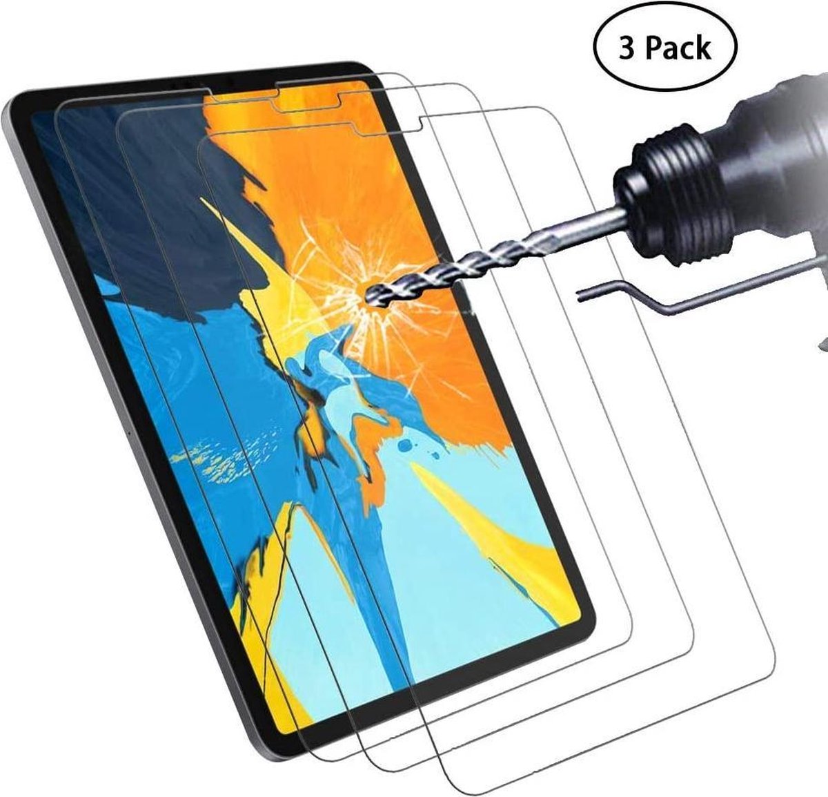 Screenprotector Glas - Tempered Glass Screen Protector Geschikt voor: Apple iPad Pro 11 inch 2018 - 3x