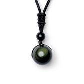 Zentana Obsidiaan Edelsteen Ketting - Zwarte Regenboog - Verstelbaar - Doorgronding