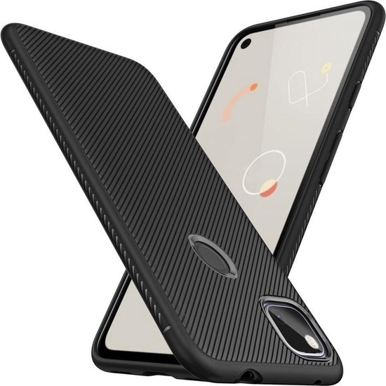 Google Pixel 4A Hoesje Twill Slim Textuur Back Cover Zwart