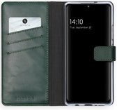 Samsung Galaxy A42 Hoesje met Pasjeshouder - Selencia Echt Lederen Booktype - Groen