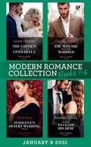 Modern Romance January 2021 B Books 1-4: The Greek's Convenient Cinderella / The Man She Should Have Married / Innocent's Desert Wedding Contract / Returning to Claim His Heir