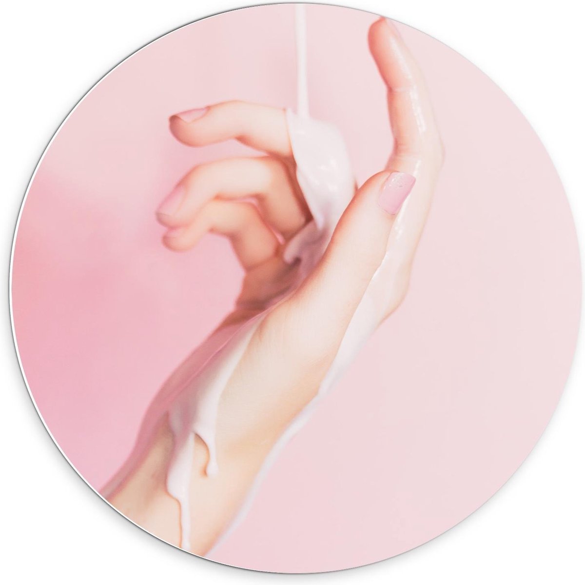 KuijsFotoprint - Schilderij - Verf Over Arm - Roze En Beige - 70 X 70 Cm