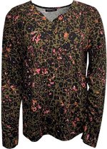 Pink Lady dames shirt v-hals army roze print - maat M