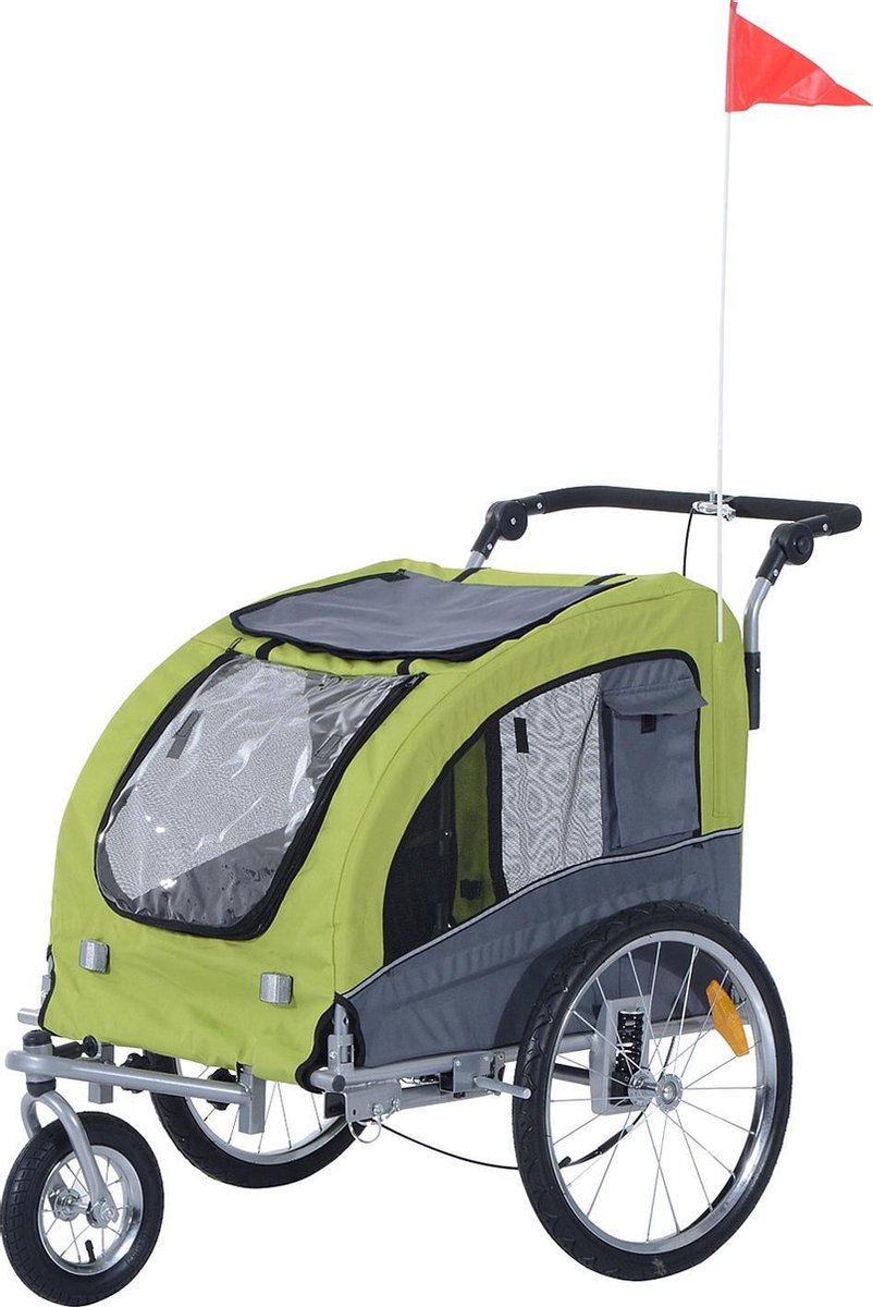 PawHut Honden Transporter Fietskar - grijs/groen