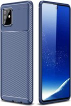 Carbon Fibre Hoesje TPU Flexibele beschermhoes - Geschikt voor: Samsung Galaxy Note 10 Lite - blauw
