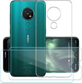 Silicone hoesje transparant met 2 Pack Tempered glas Screen Protector Geschikt voor: Nokia 7.2