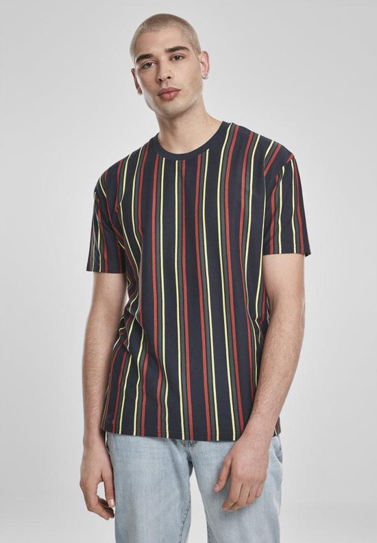 Urban Classics Heren Tshirt Printed Oversized Retro Stripe Multicolours
