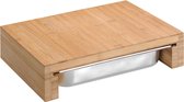 Bamboe houten snijplank 27 x 37 cm met gastronorm 1/2 opvangbak - Snijplanken met containers - Verhoogde 2-in-1 snijplank met opvang bakken
