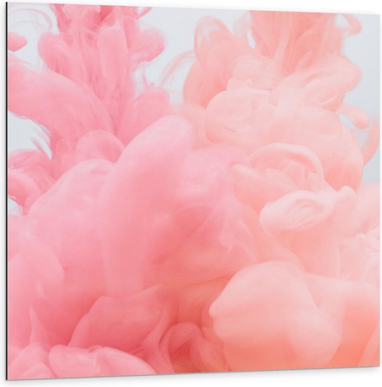 Dibond - Roze Wolken Rook - 100x100cm Foto op Aluminium (Met Ophangsysteem)