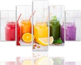 Schilderij , 5 smoothies   , multikleur , 4 maten , 5 luik , wanddecoratie , Premium print , XXL