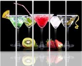 Schilderij - Cocktails, multikleur, 5 delen