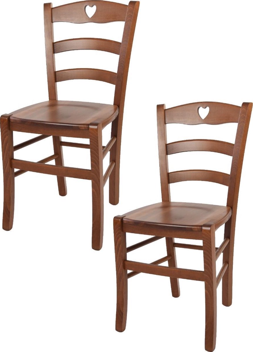 Tommychairs Cuore - Eetkamerstoelen - Set van 2 - Licht Walnoot - Hout