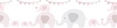 FEESTENDE OLIFANTEN BEHANGRAND | Zelfklevend - roze grijs - A.S. Création Only Borders 11