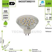 Led MR16, G5.3, 12 V, 4.6 W, 6000 K, (Pack van 5 ) [Energieklasse A+]