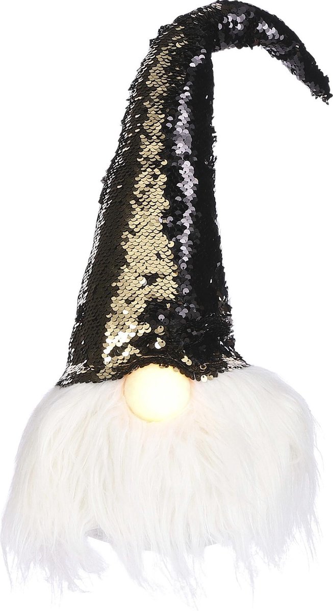 Zwart-wit LED kerstbeeld van House of Seasons, 56 x 18 cm.