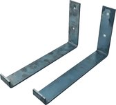 GoudmetHout Industriële Plankdragers L-vorm UP 25 cm - Staal - Zonder Coating - 4 cm x 25 cm x 15 cm - Plankendrager