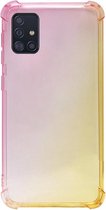 ADEL Siliconen Back Cover Softcase Hoesje Geschikt voor Samsung Galaxy A71 - Kleurovergang Roze Geel