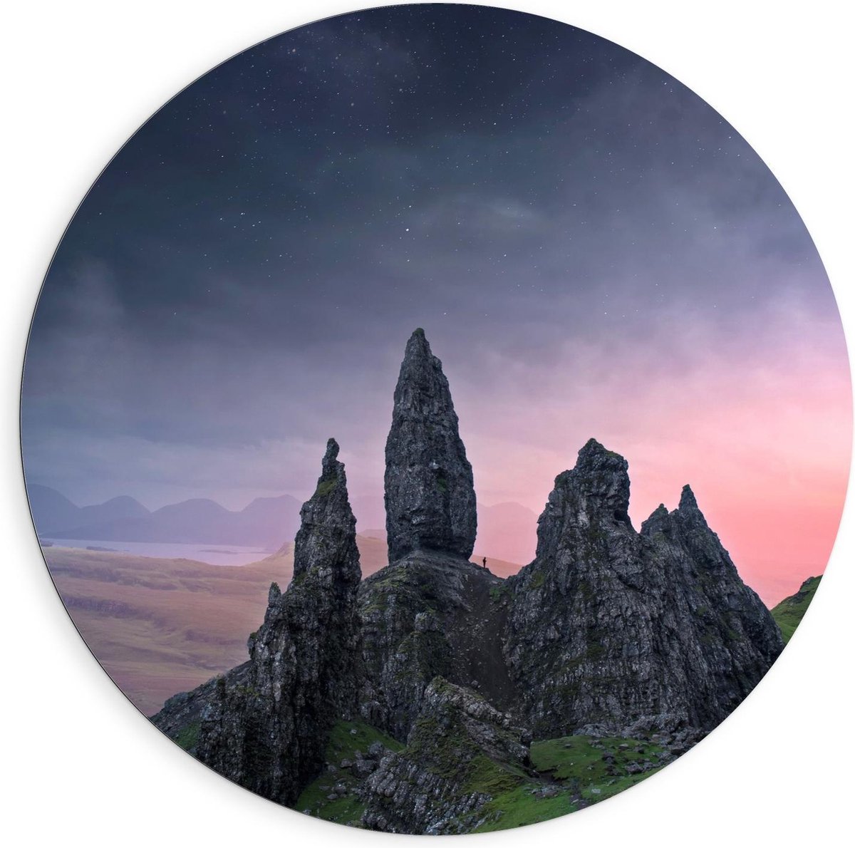 Dibond Wandcirkel - Rotsachtige Bergen - 90x90cm Foto op Aluminium Wandcirkel (met ophangsysteem)