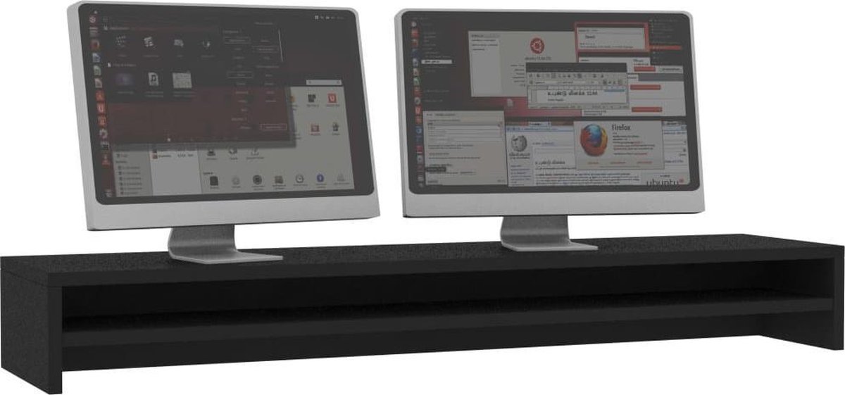 XL - Monitor verhoger - Monitorstandaard - zwart - 100x24x13 cm
