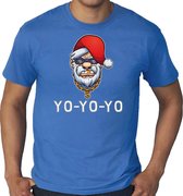 Grote maten Gangster / rapper Santa fout Kerstshirt / Kerst t-shirt blauw voor heren - Kerstkleding / Christmas outfit 4XL