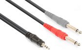 Vonyx audiokabel 3,5mm jack stereo - 2x 6,3mm jack mono voor universeel gebruik bij o.a. live mixers - 3 meter